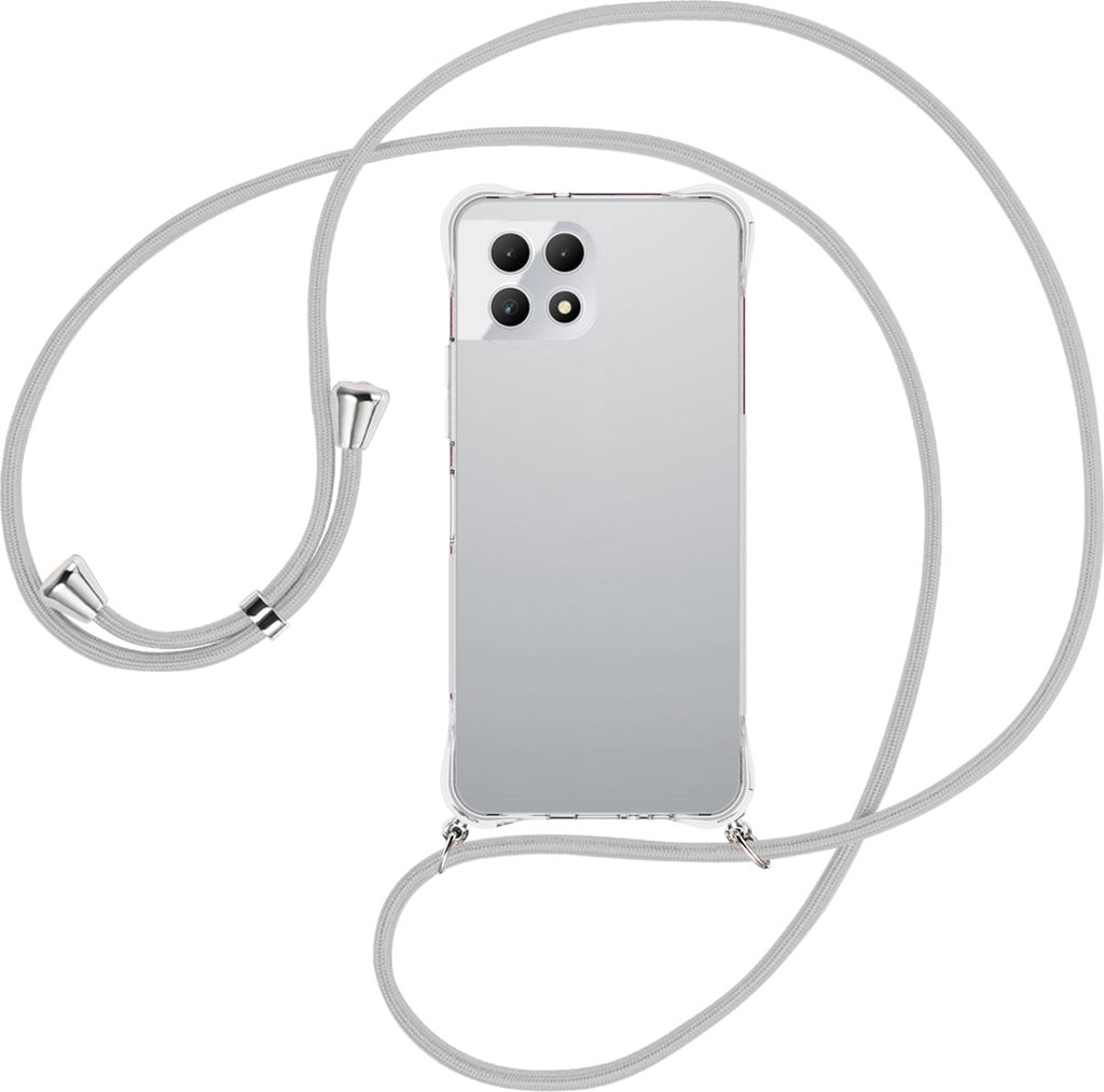 Handykette Backcover-Schutzhülle mit Band (Metall silberfarben) für T-Mobile REVVL 7 5G / T Phone 2 5G - silbergrau