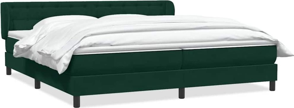 vidaXL Boxspringbett mit Matratzen Dunkelgrün 180x220 cm Samt