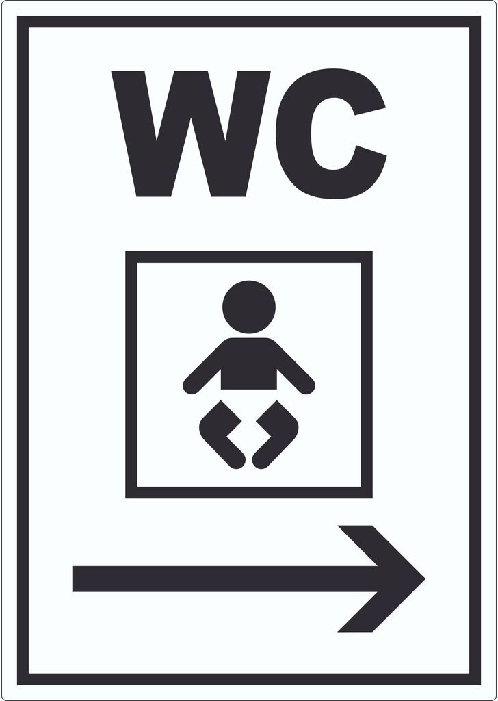 WC Wickelraum mit Pfeil nach rechts Aufkleber A1 (594x841mm)