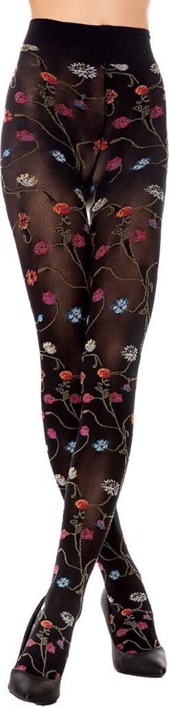 Strumpfhose mit floralem Muster PLATINO 80 DEN black-2