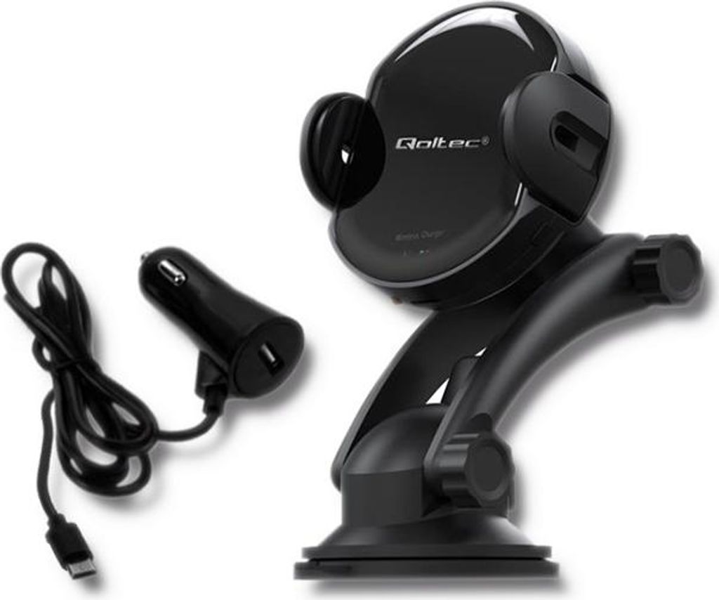 Qoltec PRO Induktives Autoladegerät mit iR-Halter 15W | QC 3.0 | USB Typ C