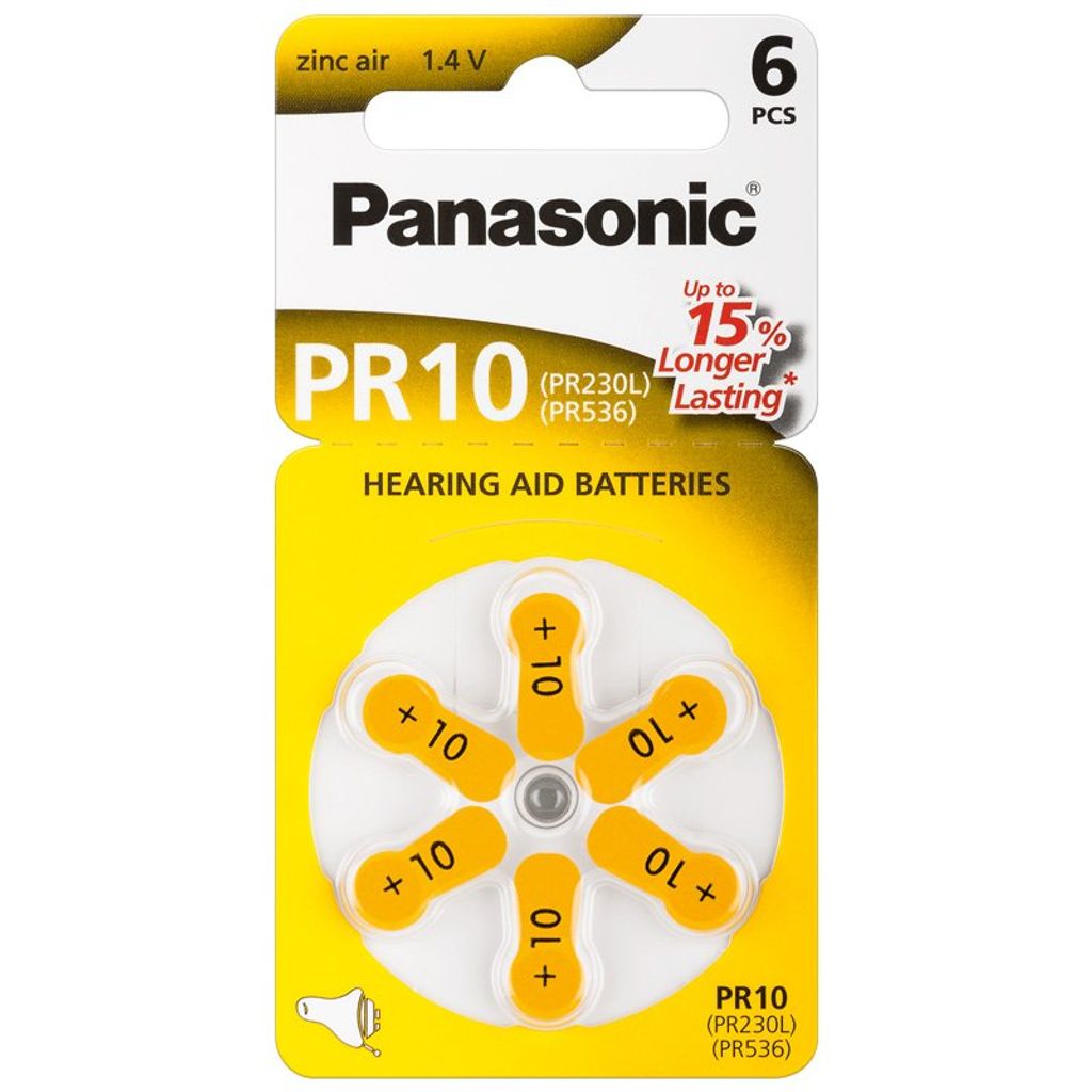 Panasonic PR10 Hörgerätebatterien PR-10/6LB, Produktbild 