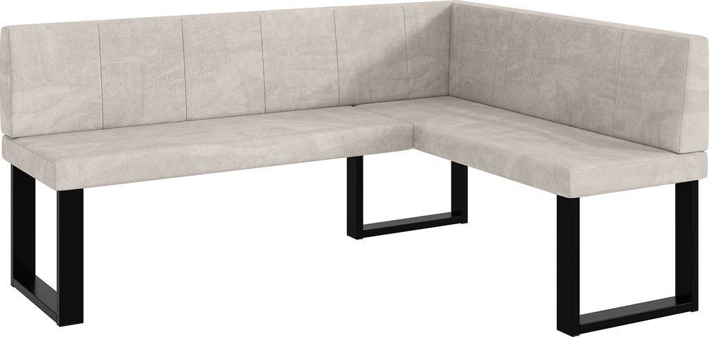 MEBLINI Eckbank für Esszimmer - Küchenbank - Essecke - Sitzecke Küche - PETER - U-Beine 128x168x87cm Rechts - Beige Samt