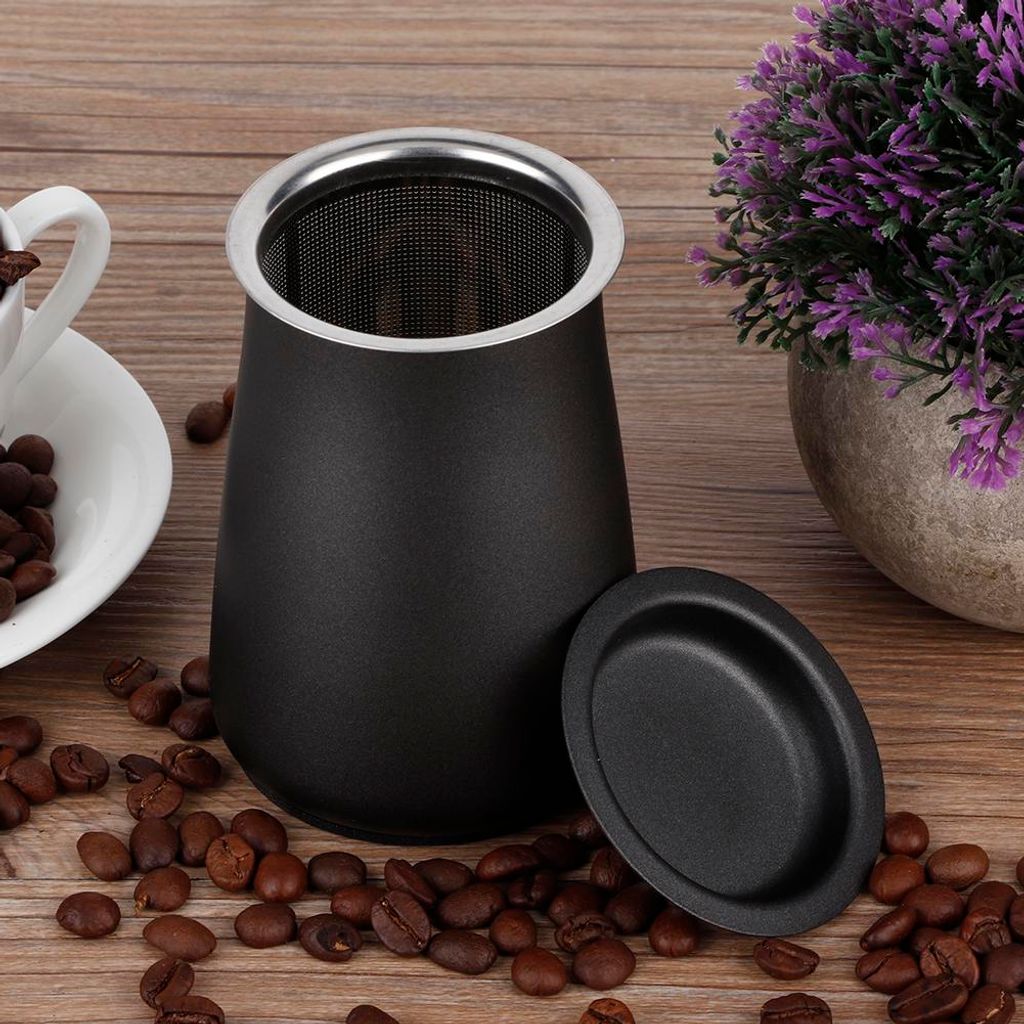 Edelstahl Kaffeepulversieb Sieb Filter Tasse Kaffeemaschine Werkzeug ZubehörSchwarz