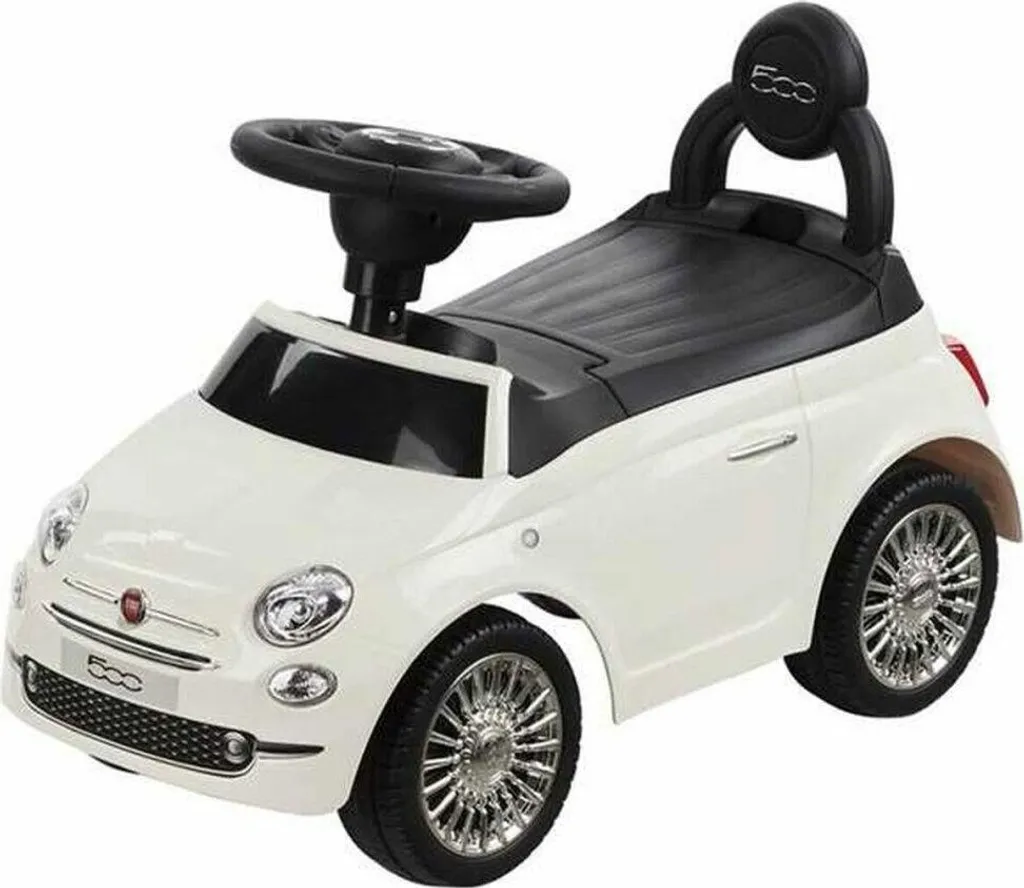 Voiture à roulettes Fiat 500 avec klaxon et coffre - Jouet d'éveil blanc