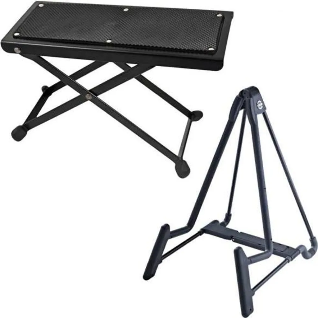 Stand de Guitare Acoustique Pliable K&M 17581 Heli avec Repose-Pieds