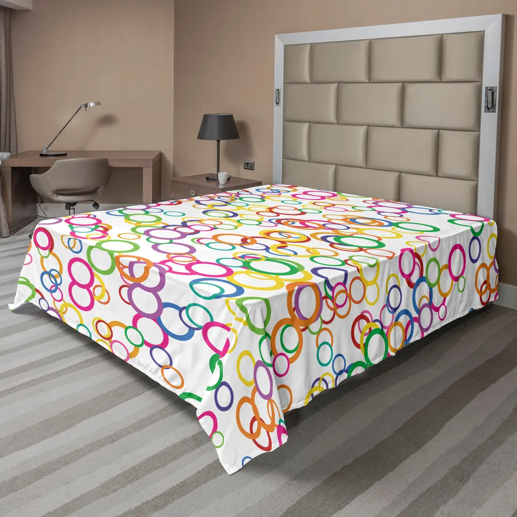 Drap plat pour lit décoratif style pop art coloré lavande saumon 205cm