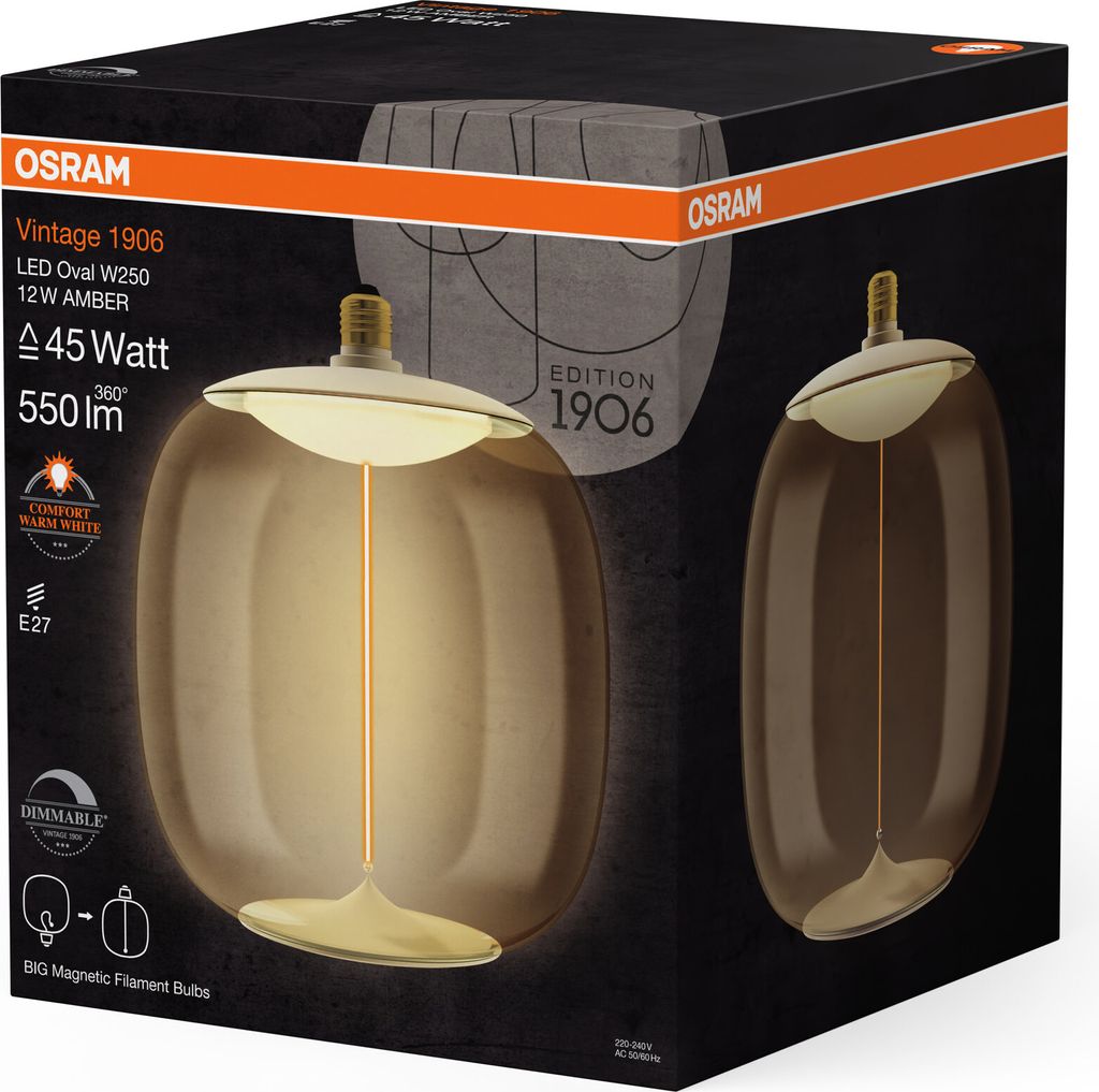 OSRAM LED Filament 1906 BIG OVAL DIM 12W/818 230V AMBER Zdjęcie produktu 