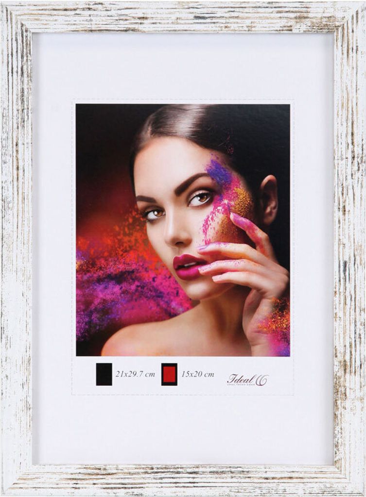 2er 3er 5er Set Holz Bilderrahmen Lifestyle Plexi Foto Rahmen Collage Wanddeko Poster HR-25 - Farbe: 2er Pack Shabby Weiß | Format: 21x29.7 A4