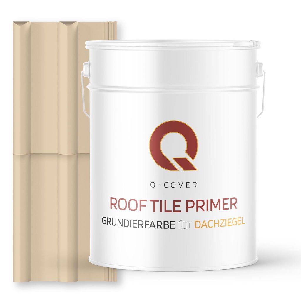 Grundierfarbe für Dachziegel Hellelfenbein RAL 1015 10 L | wetterfeste Dachbeschichtung | für Ziegel, Beton, Eternit | UV-beständig | Q-COVER