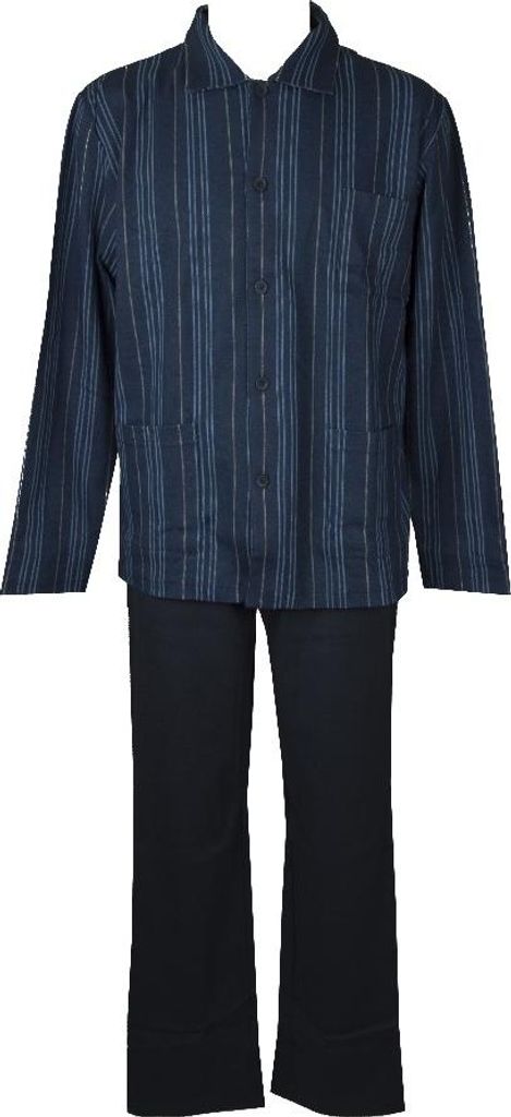 Herrenpyjama Winter Baumwolle Interlock Langarm offen mit Knöpfen und RAGNO Kragen Artikel N21552, 4 - QUARTA, Cotone 100%