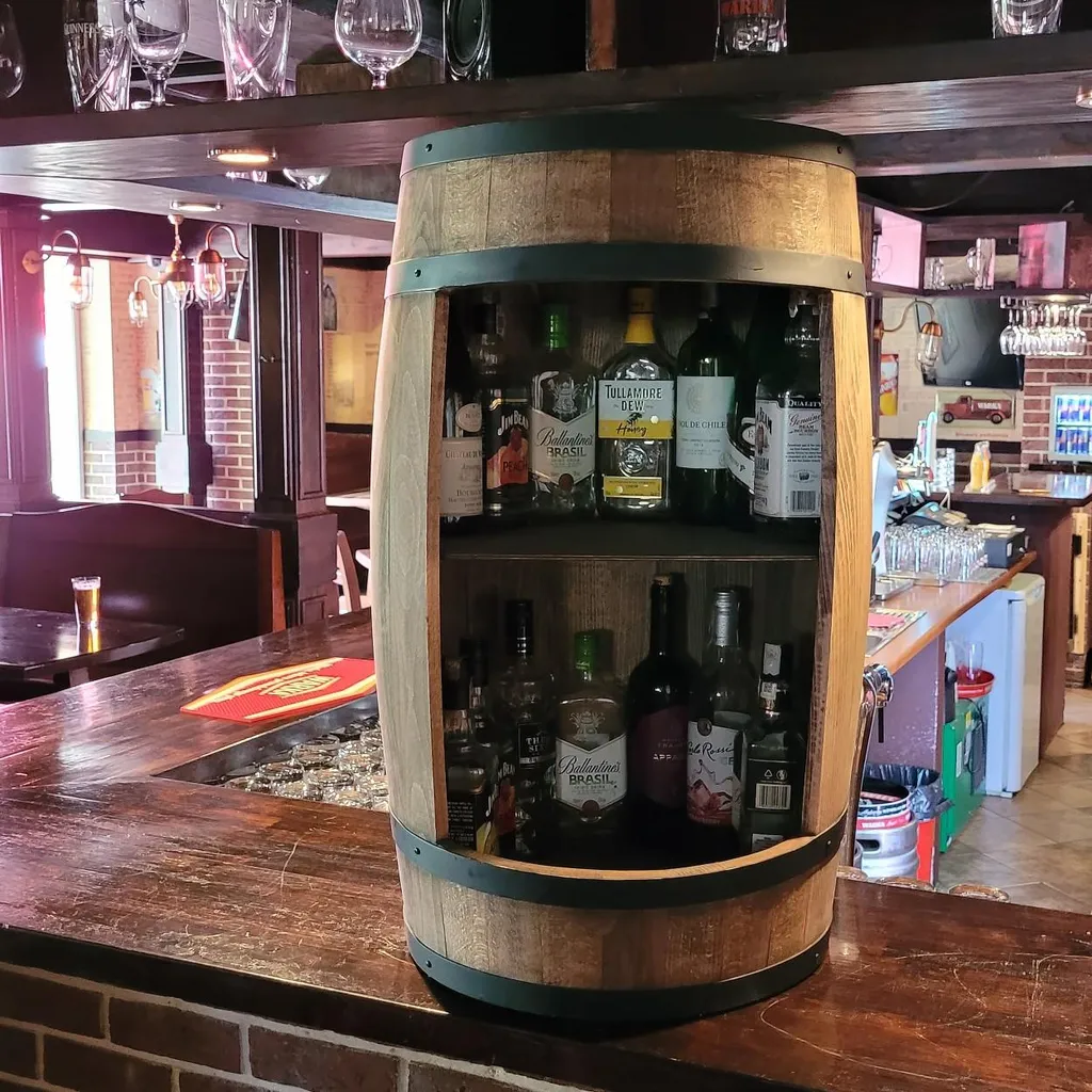 Bar Tonneau avec Support Bouteilles Intégré, Finition Wengé 80x50cm