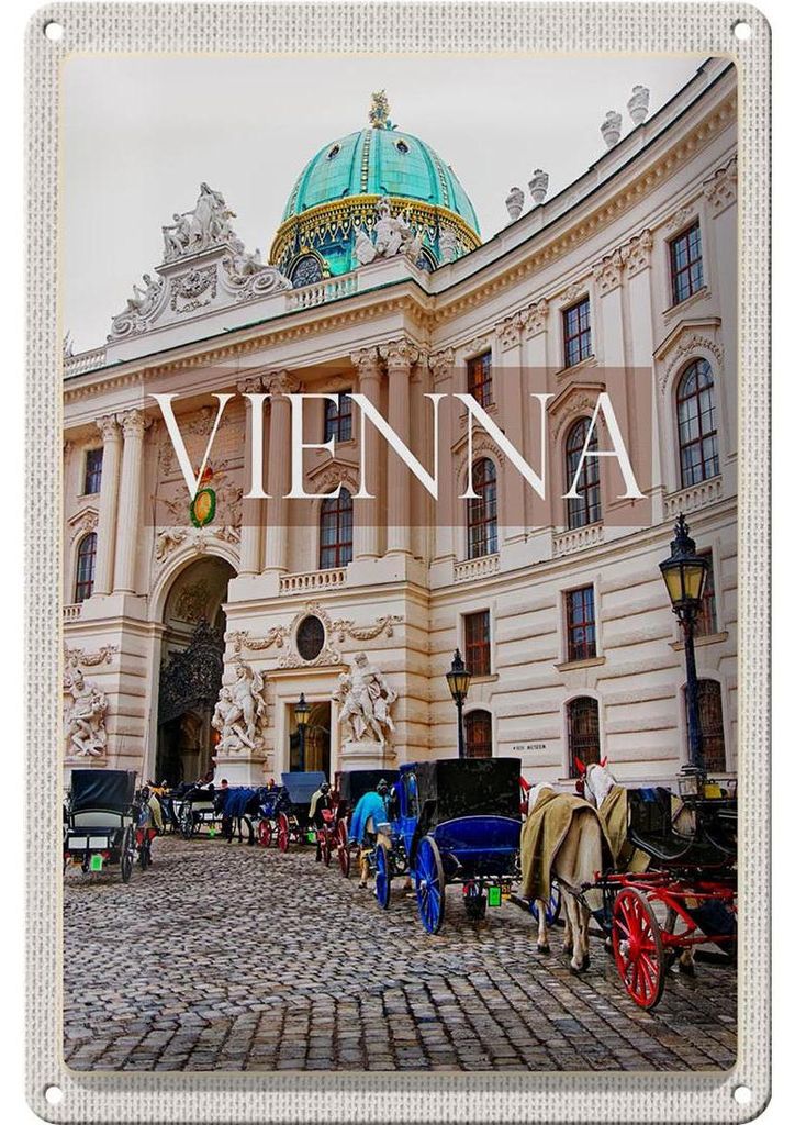 Blechschild Reise 20x30cm Wien Österreich Kirche Mosaik