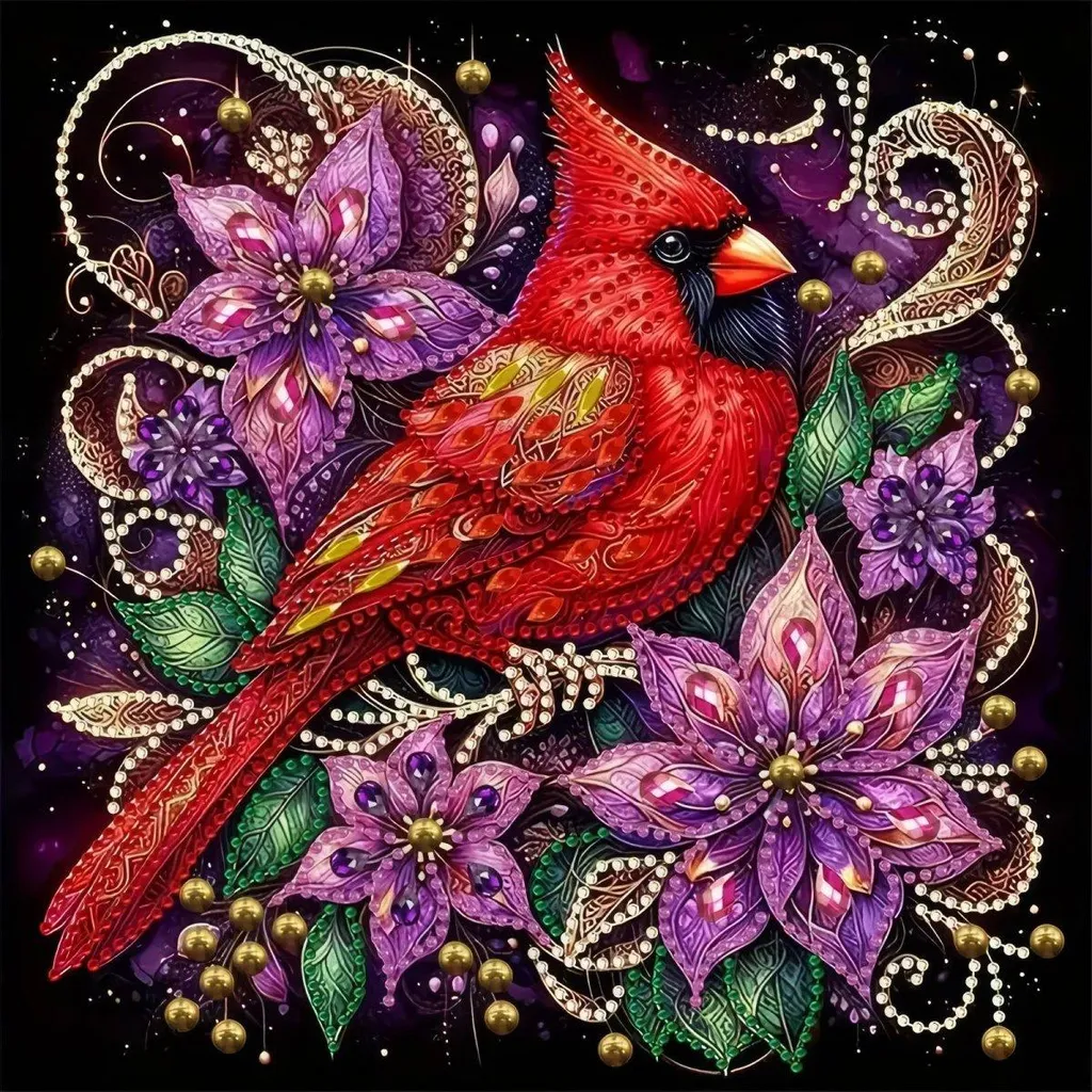Sticker diamant Rubin oiseau 30x30 cm pour décoration de salon