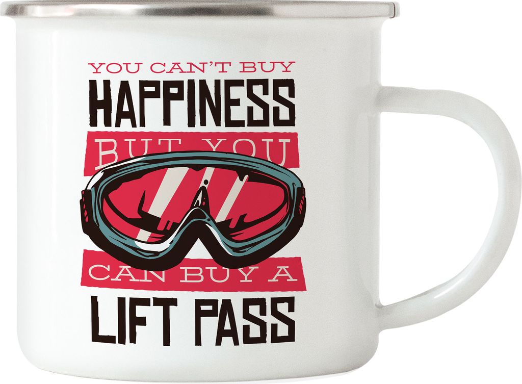 You Can't Buy Happiness But You Can Buy A Lift Pass Emaille Tasse Ski Skipiste Skilift Lift Skipass Bewegung Sport
