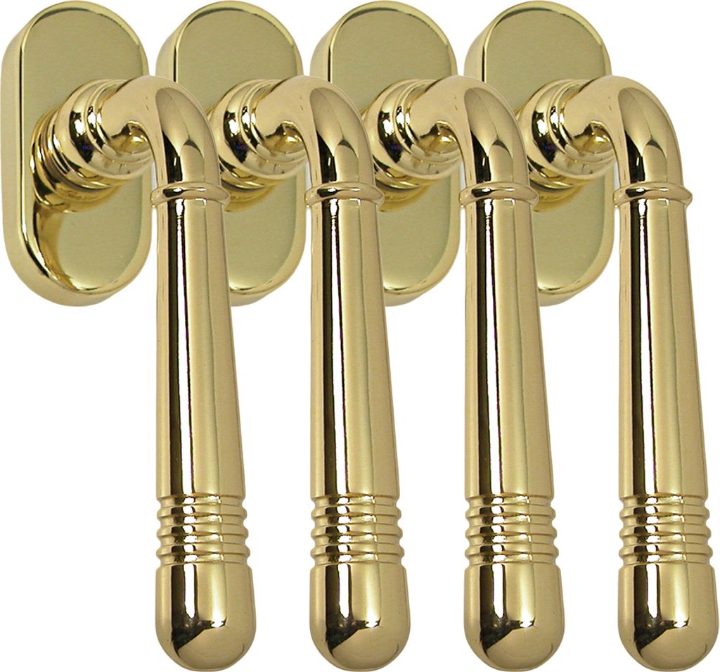 Fenstergriff Set 4 x FG Helena 1674 Messing poliert PVD Rasterolive Fensterbeschlag