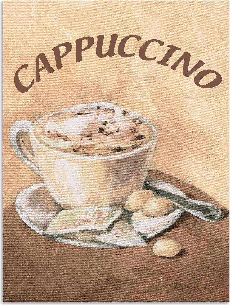 ARTland Wandbild Alu für Innen & Outdoor Tasse Cappuccino Größe: 45x60 cm