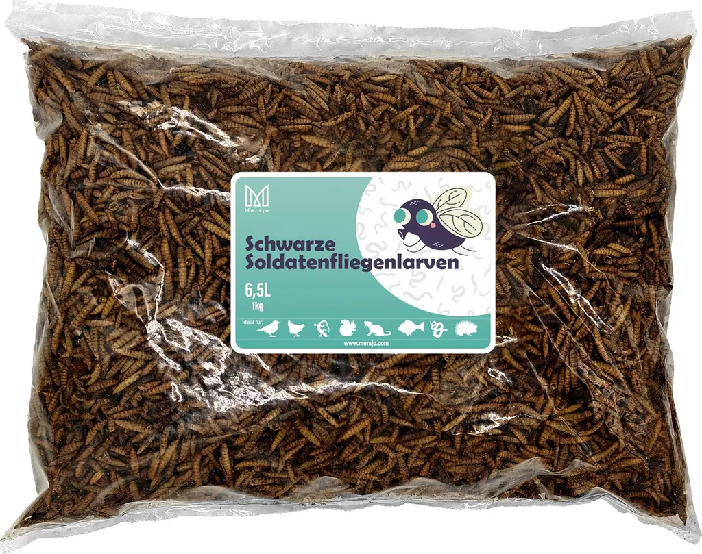 Larve di mosca soldato nera essiccate per rettili, roditori e pesci 1kg BSF