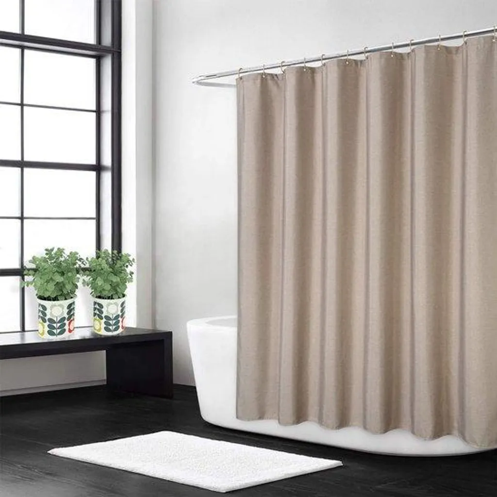 Rideau de douche imperméabilisé en lin taupe 180x200 cm pour la maison