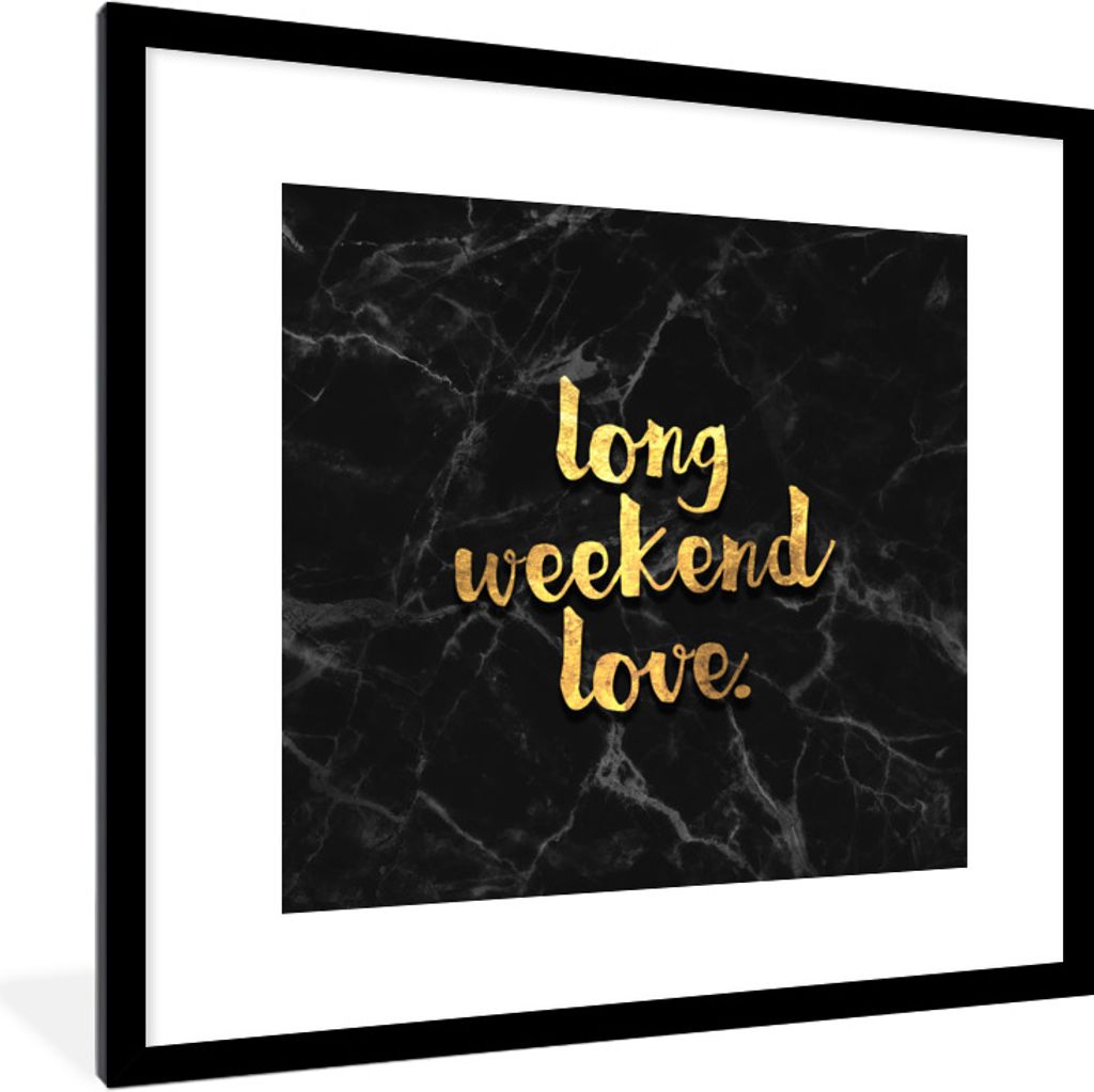 MuchoWow Gerahmtes Poster Zitate - Liebe - Gold - Marmor 40x40 cm - Poster mit Schwarzem Bilderrahmen Wandposter Rahmen Foto Bilder - Poster - Pl...