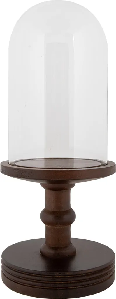 Cloche en verre pour compositions florales et objets d'art bois brun