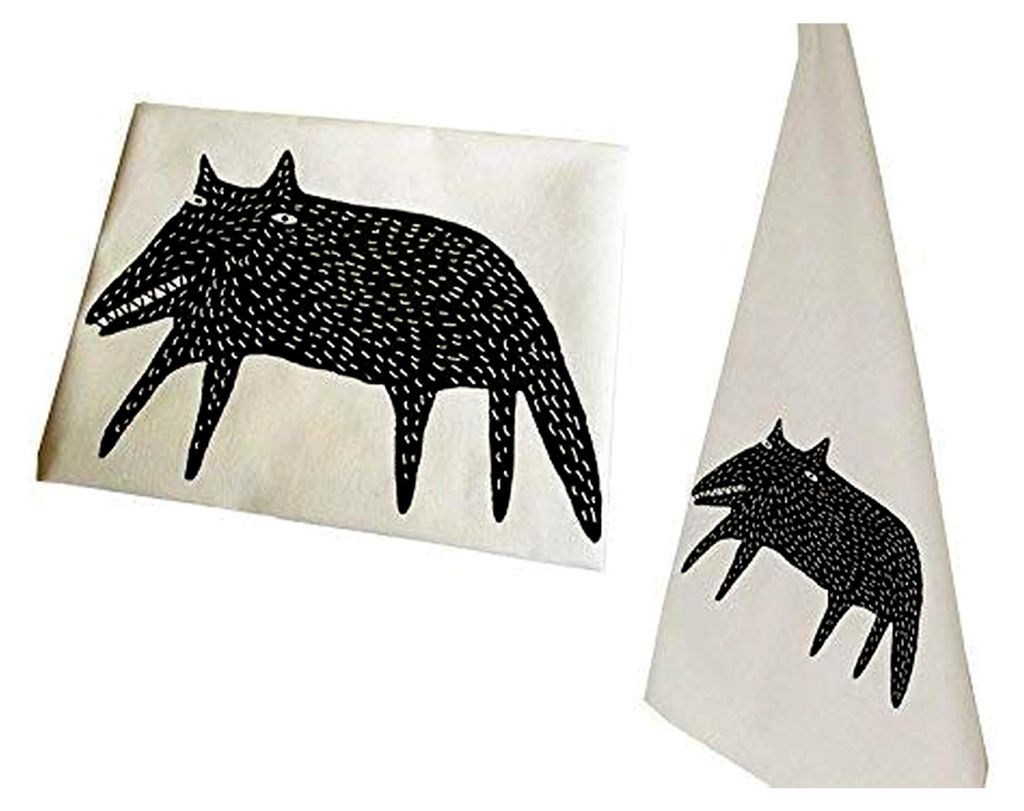 Wolf, Geschirrtuch mit Handsiebdruck