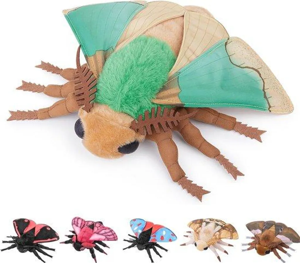 Doudou Papillon de Nuit Vert 25cm - Peluche Décorative pour Chambre