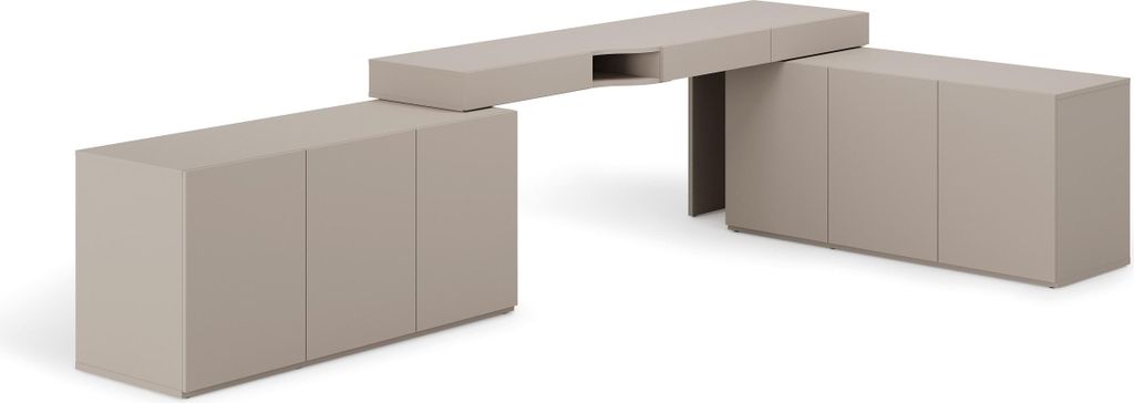 Furniture24 Möbelset Woow Set-07P Schreibtisch + 2 X Kommode - Graues modernes Design für Büro und Kinderzimmer.