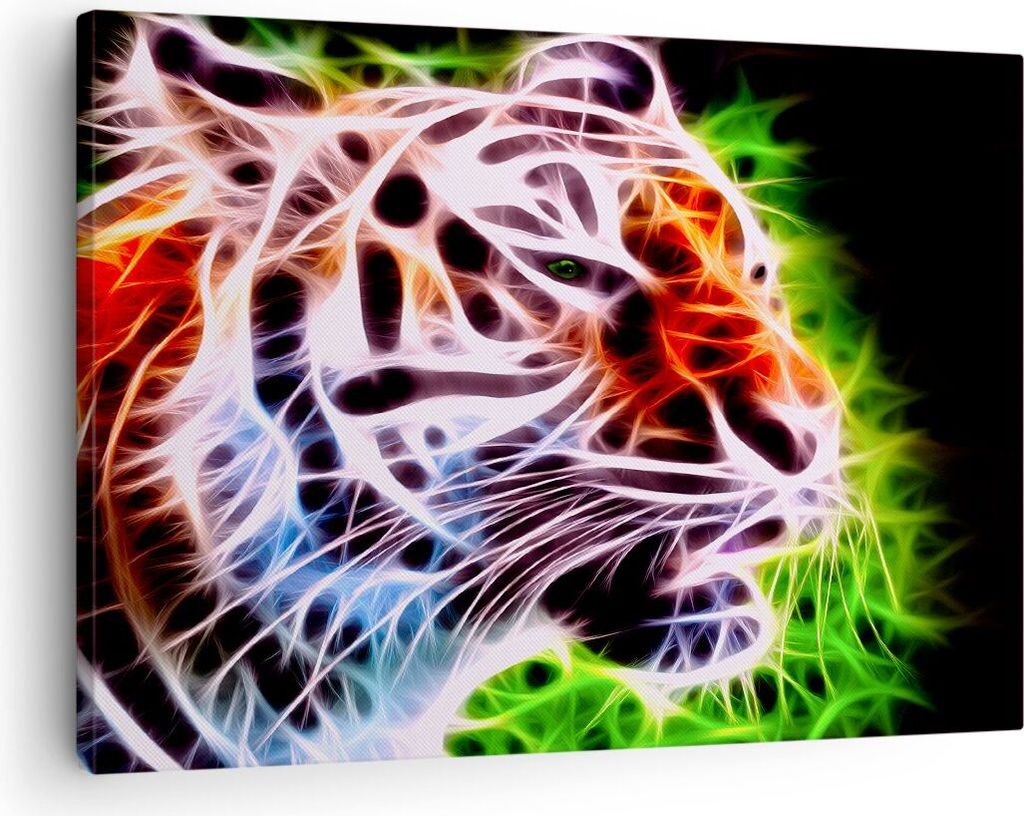 Bild auf Leinwand - Leinwandbild - Afrika aggression tiere tiger - 70x50cm - Wand Bild - Wanddeko - Leinwanddruck - Bilder - Kunstdruck - Wanddekor...