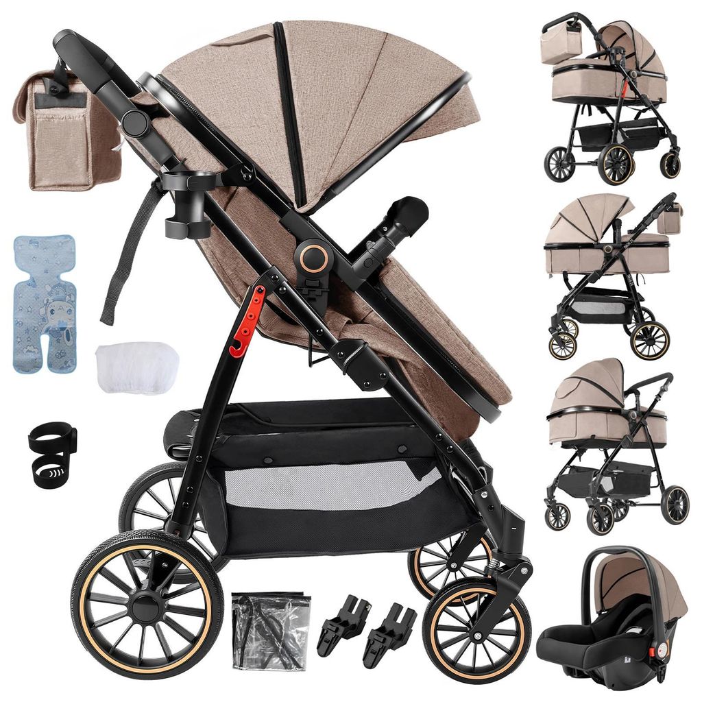 Elektrische Babywippe - Babyschaukel - 5 Schaukelstufen - Intelligente Schlafhilfe - Faltbares Verdunkelungsdach - Moskitonetz - Ergonomische Liege...