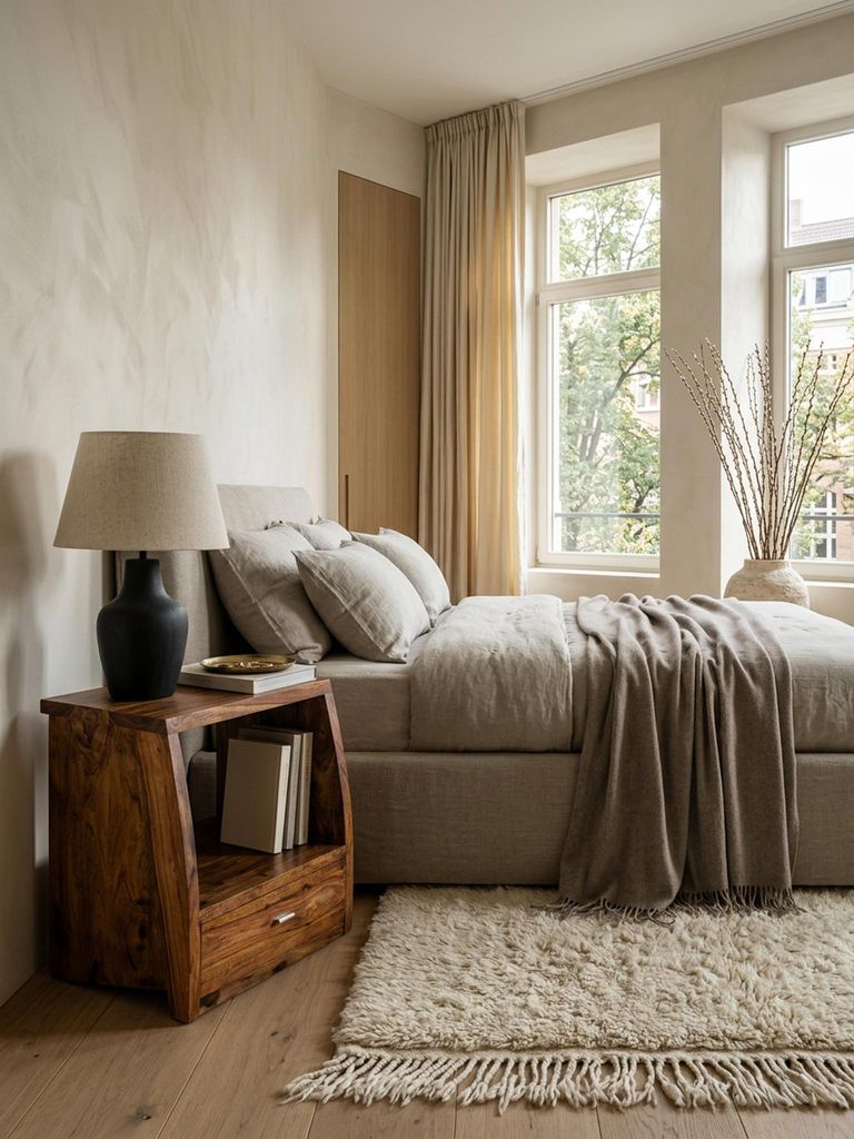 Nachttisch MUMBAI Massiv-Holz Sheesham Nacht-Kommode 53 cm 1 Schublade Ablage Nachtschrank Landhaus-Stil Echt-Holz