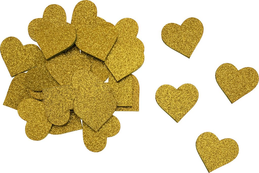 Oblique Unique 25 Holz Herzen gold Glitzer Konfetti Holzdeko Tischdeko Streudeko für JGA Hochzeit Valentinstag Party zum Basteln