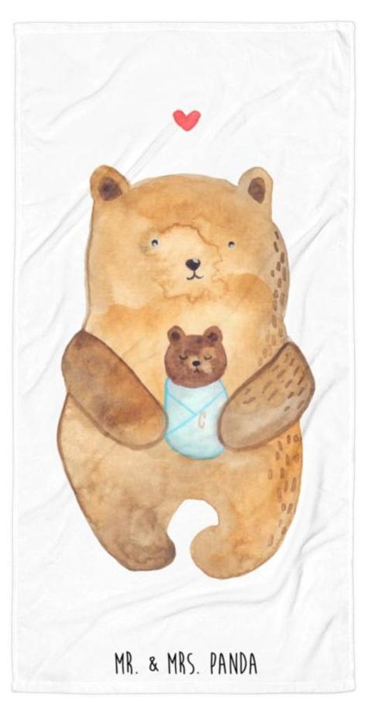 Mr. & Mrs. Panda Strandtuch Bär Baby - Weiß - Geschenk, Geburtstag, Nichte, Eltern, Badehandtuch, Neffe, Duschhandtuch, Teddy, Duschtuch, Badelak...