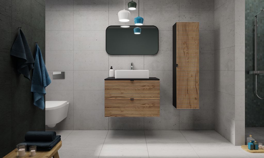 Furnisell MDF Badmöbel set 2-teilig "LOFTI 80" craft eiche gold, ohne blatt