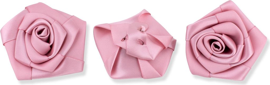 Satinrosen 6cm zum Basteln & Aufnähen 3 Stück Altrosa