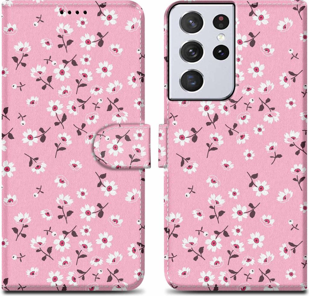 Cadorabo Schutzhülle für Samsung Galaxy S21 ULTRA Hülle Design Rosa Handyhülle Schutzhülle Etui Magnetisch Case Cover
