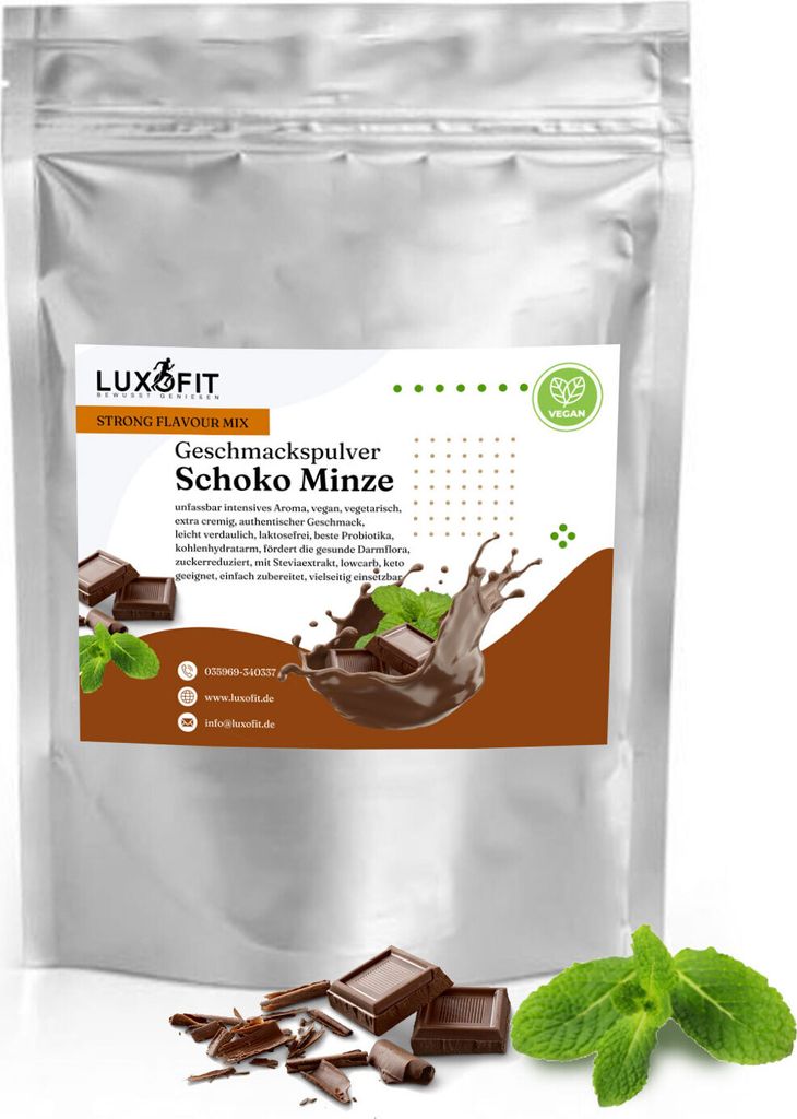Schoko Minze Geschmackspulver Mix Flavour kalorienarm 300 g Produktbild 