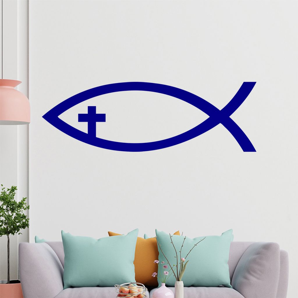KIWISTAR Jesus Fisch - Christentum Nazareth Kreuzigung Kirche Himmel Wandtattoo in 6 Größen - Wandaufkleber Wall Sticker - Dekoration, Küche, Wo...