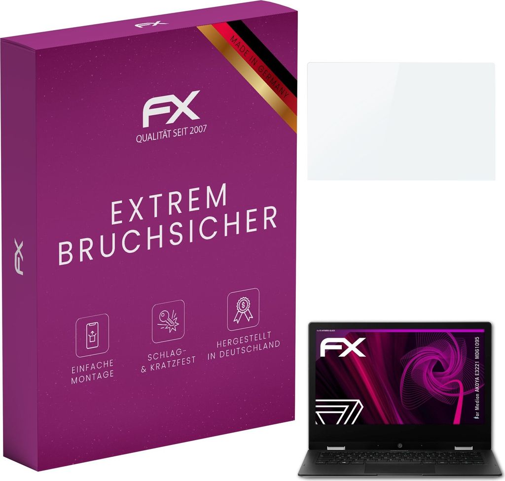 atFoliX FX-Hybrid-Glass Displayfolie kompatibel mit Medion AKOYA E3221 (MD61095) Glasfolie