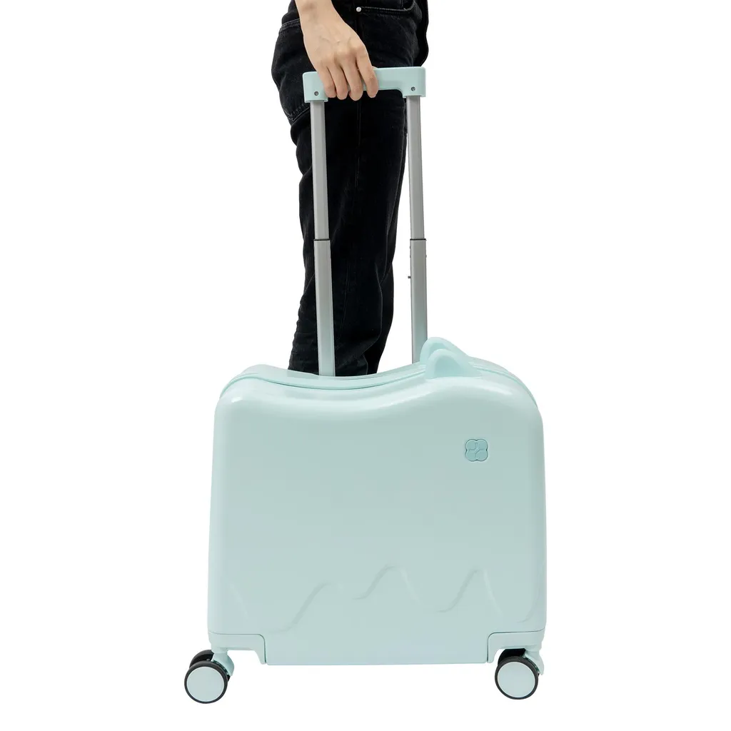 Valise cabine enfant 18 pouces 37L verte avec roues et verrou sécurisé