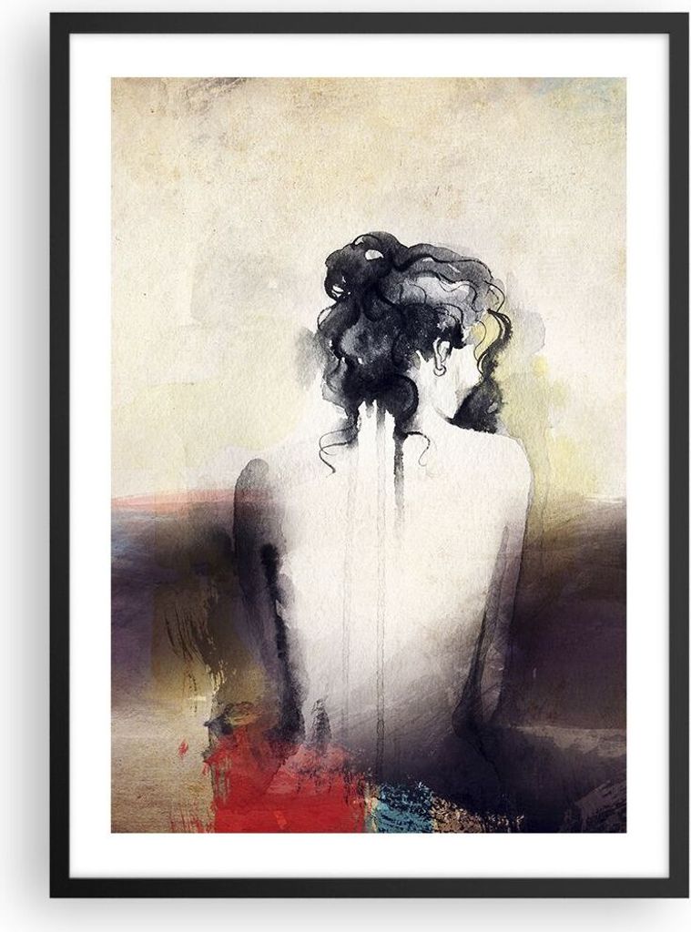 Gerahmtes Poster - Schwarzer Rahmen - Frau handeln nackt - 50x70 cm - Wand Bild - Wanddeko - Wandbilder - Kunstposter - Wandposter - Bilderrahmen -...