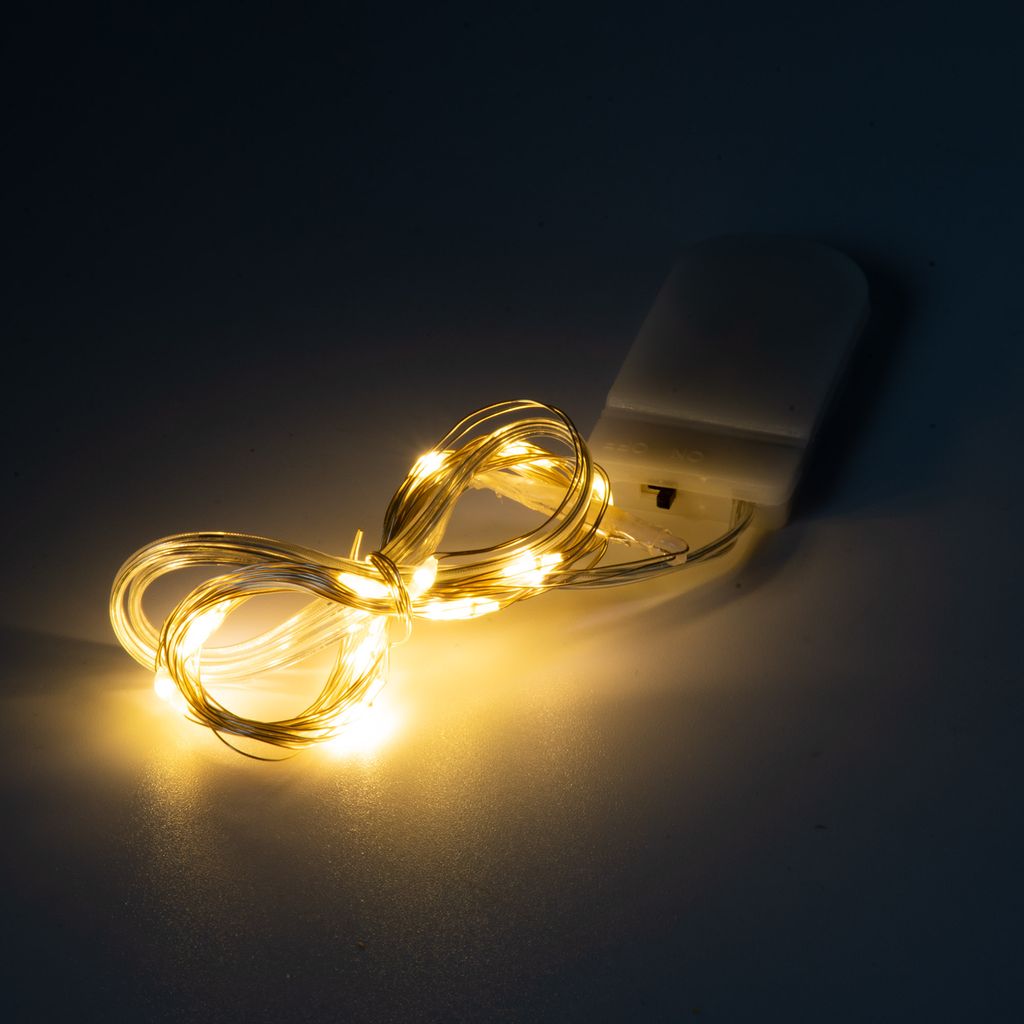 LED Leuchtdraht, 20er Micro LED Lichterkette, biegsam, Batterie
