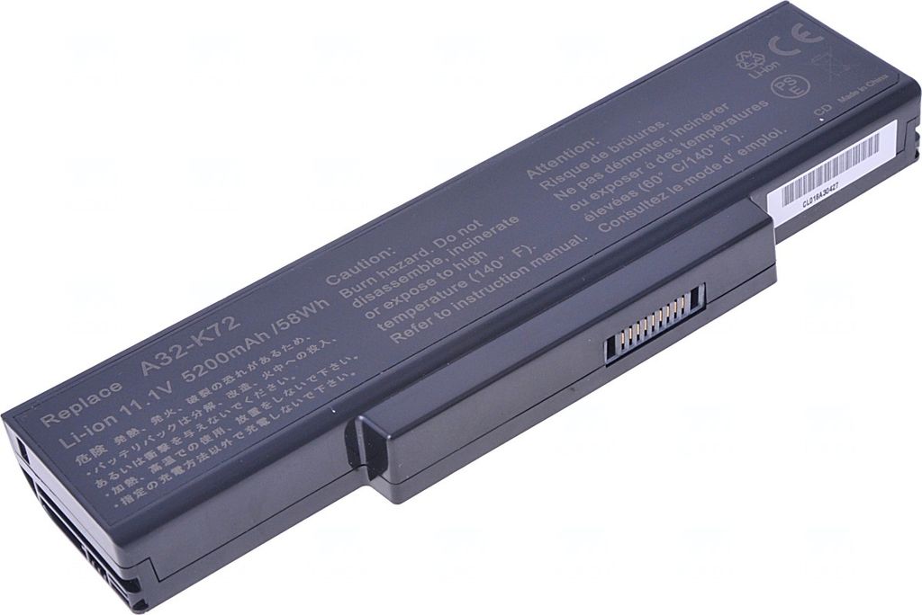T6 Power Akku für Asus K72JU, Li-Ion, 11,1 V, 5200 mAh (58 Wh), schwarz