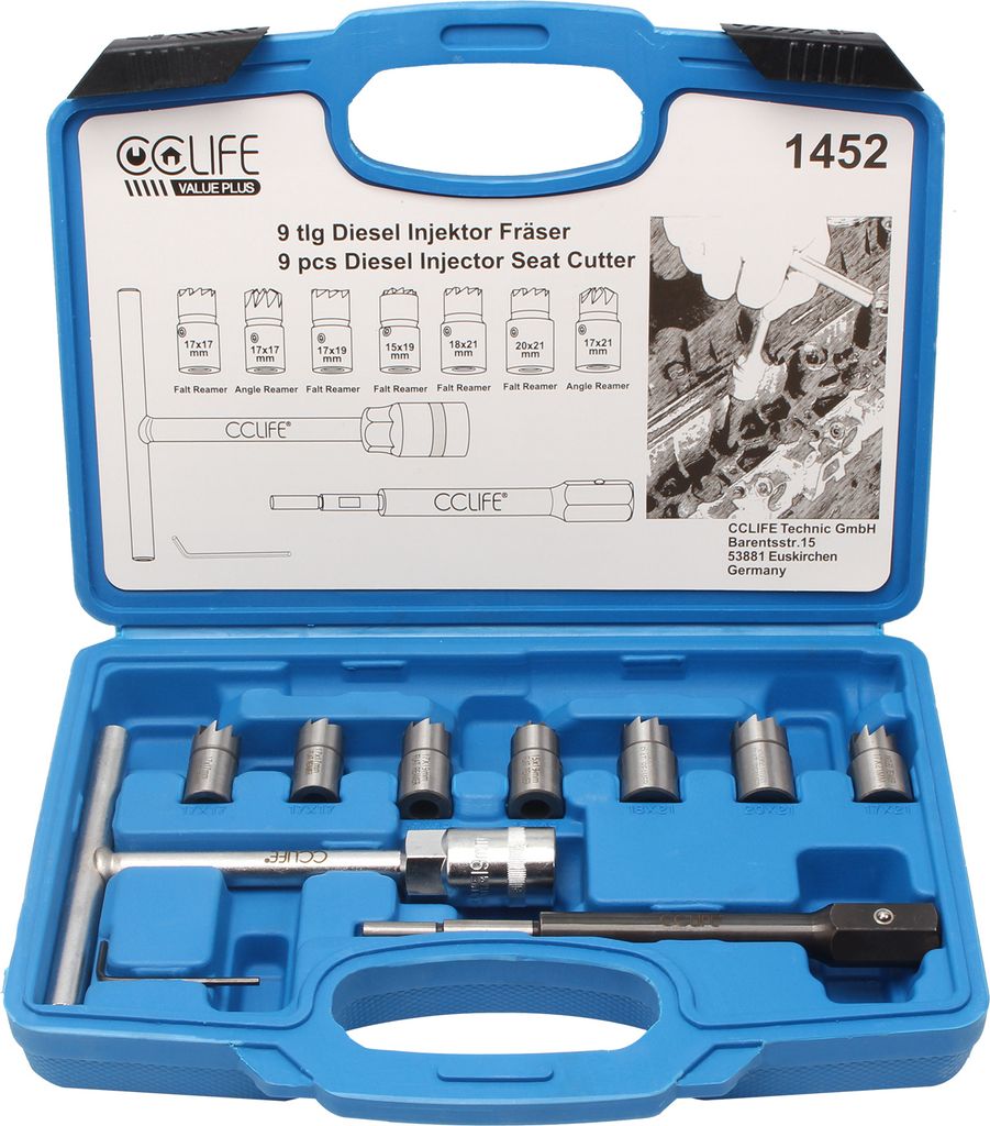 CCLIFE Diesel Injektor Fräser Dichtsitzfräser Injektoren Inspritzdüsen Reparaturset Motor Werkzeug