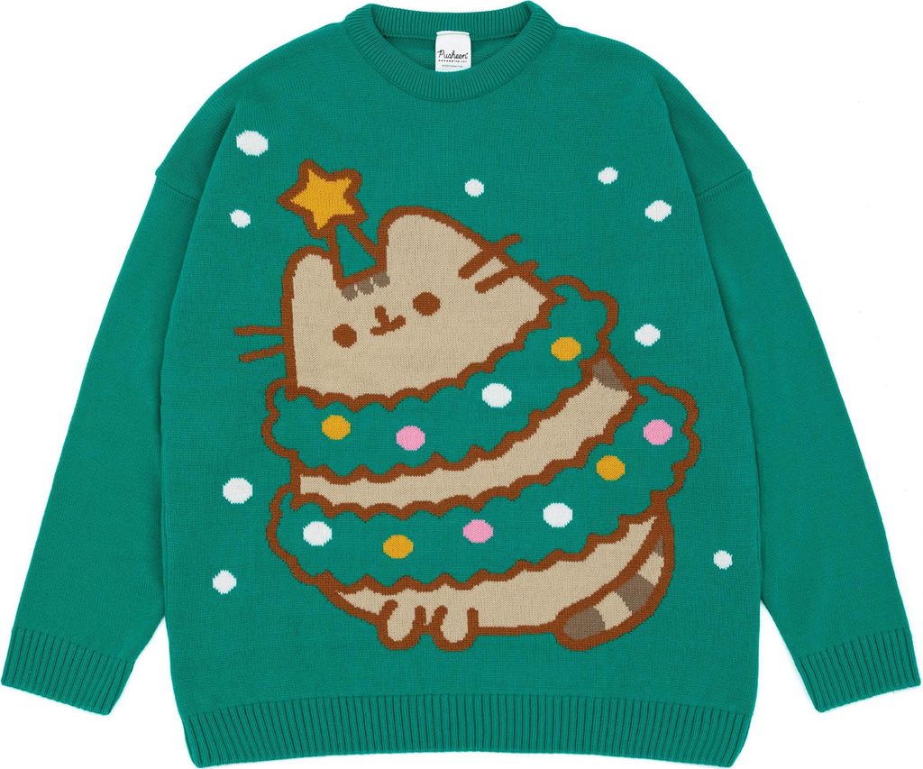 Pusheen - Sweatshirt für Damen - weihnachtliches Design NS7522 (XL) (Grün)