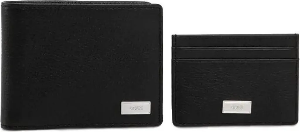 Portafoglio Uomo Hugo Boss 50507936 - Pelle Nera Grained di Lusso