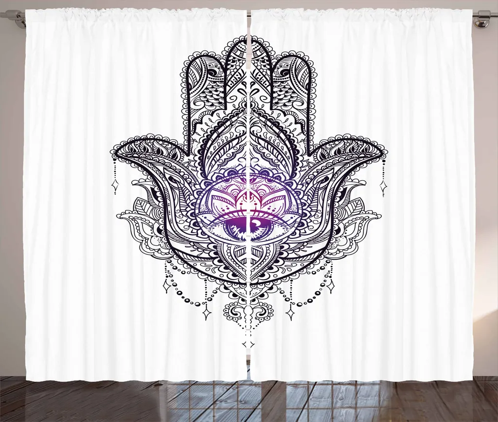 Tenda ABAKUHAUS Nera Viola Bianca | 280x175 cm con Ganci e Passanti