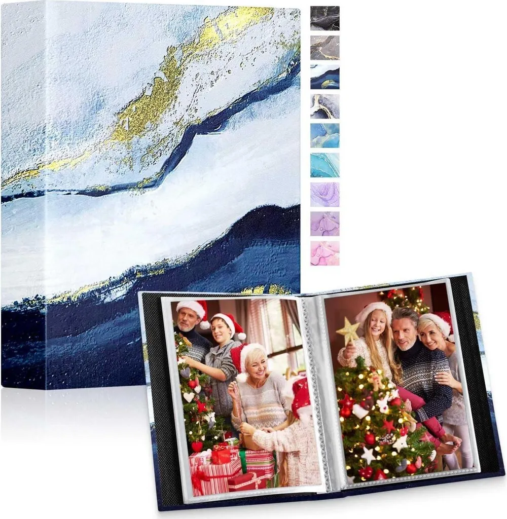 Album Photo Cuir Marine 10x15 cm Rigide 50 Vues pour Tirages Argentiques