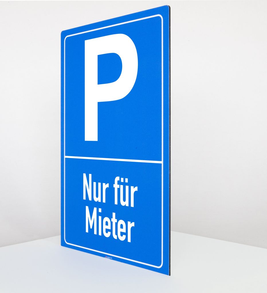 Nur für Mieter - Schild - Hochformat - blau - 4 mm Alu Verbundplatte, Größe:30 x 20 cm Hochformat