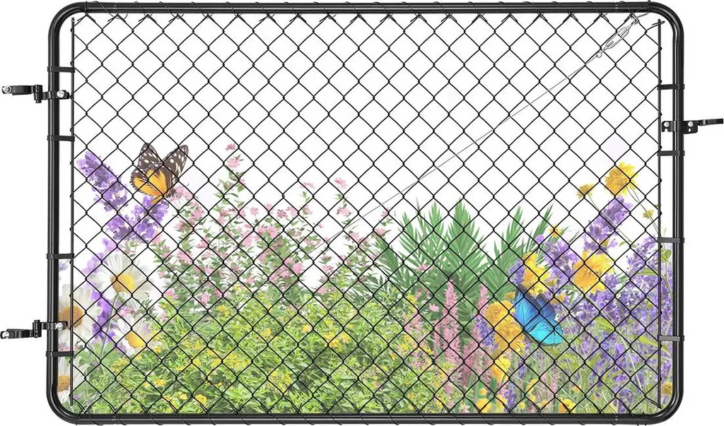 Portail de clôture extensible 183 cm revêtement plastique noir mat
